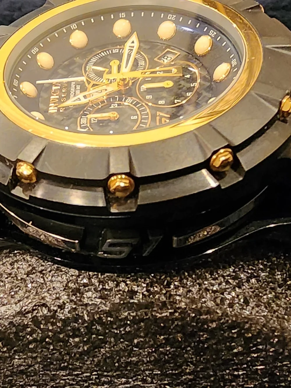 Invicta Men's Black and Gold Chronograph Watch